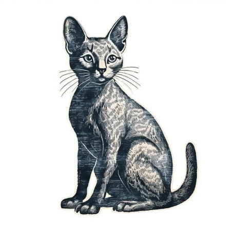 a cat paw with a black eye, designed by oblivion printing company, showcases a wood engraving style inspired by qajar art. the design features a combination of light silver and dark azure colors, reminiscent of traditional vietnamese aesthetics. the hyperrealistic portrayal of fauna in dignified poses, along with the ink-washed effect, adds depth and texture to the artwork. ai generatedの素材