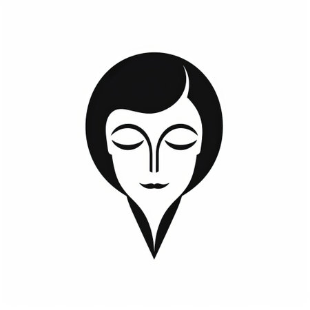 a woman profile vector icon showcasing beauty care, designed in the style of art deco futurism. this vector illustration incorporates elements of birds-eye-view, zen minimalism, street art, vienna secession, sculptural expression, and works progress administration (wpa). ai generatedの素材