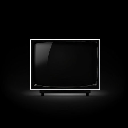 a black isolated tv with a shadow on its screen is depicted in this flat graphic illustration. the design evokes a timeless nostalgia, reminiscent of 1960s industrial design and advertisement inspiration. the abrupt flickr effect adds a touch of intrigue, while the juxtaposition of hard and soft lines creates a visually captivating composition. ai generatedの素材
