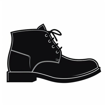 a portrait of an attractive men's shoe in the style of simplistic vector art. the shoe is black and designed by roxy paine, featuring a strong use of negative space. it has a shiny finish and is created using cad (computer aided design). the shoe embodies a troubadour style. ai generatedの素材