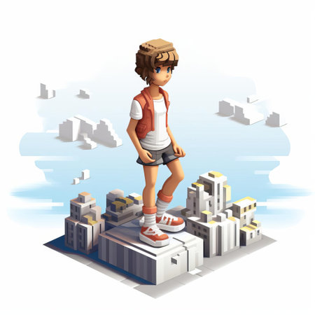 aeternus world is a free pixel art city game that showcases the style of polychrome sculpture. with its everyday life depiction and paper sculptures in white and bronze, the game creates a unique and visually stunning experience. the lit kid, low-angle perspective, and high level of detail further enhance the immersive gameplay. ai generatedの素材
