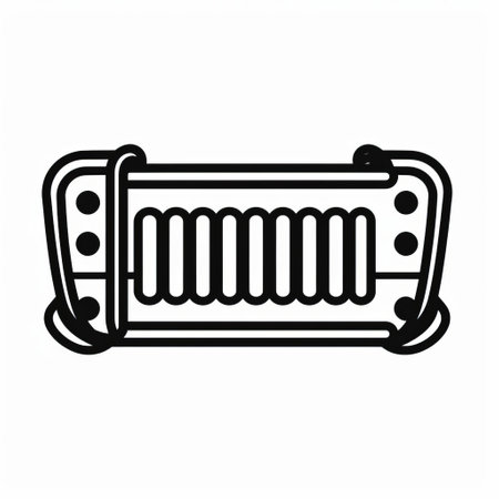 a coloring page for kids featuring a lineal icon of a harmonica drawing a line on a white background. this vector illustration by flaticon and dribbble showcases a crisp and pixel-perfect design in black and white. with a minimalistic and simplistic design, this kids cartoon style coloring page is perfect for little ones to enjoy. ai generatedの素材