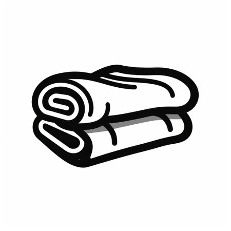 a towel icon in a simple and minimalist flat style illustration. the silhouette is depicted with a black outline and stroke, giving it a monochrome color. the towel icon is isolated on a white background, creating a clean and 2d appearance. ai generatedの素材