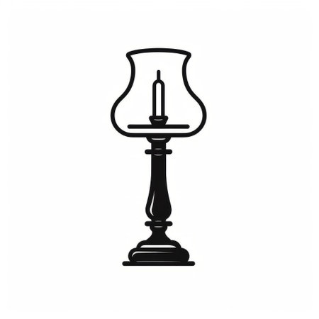 an oil lamp, reminiscent of mid-century illustration, is showcased against a clean white background. the silhouette lighting adds a touch of elegance, reminiscent of 16th-century secessionist style. this illustration, created in the accurate and detailed cluj school tradition, captures the essence of vintage charm. ai generatedの素材