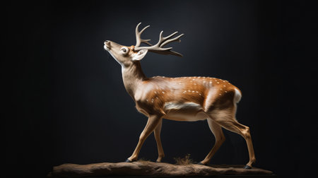 discover this stunning, ultra-realistic photograph of a graceful deer in mid-climb, showcasing a backside view. with one paw stretched out, the deer's strength and agility are on full display. perfect for nature enthusiasts and art lovers alike, this image captures the true essence of wildlife. ai generatedの素材