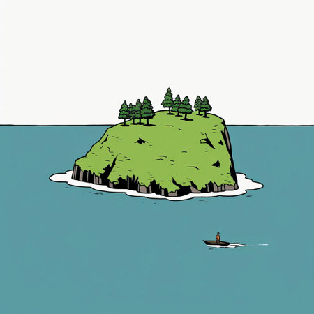 small island in the pacific captured in a conceptual minimalist drawing by butcher billy. this landscape photography piece showcases a frontal perspective, emphasizing the essence of nature. isolated figures add depth to the scene, reminiscent of maya lin's artistic style. ai generatedの素材