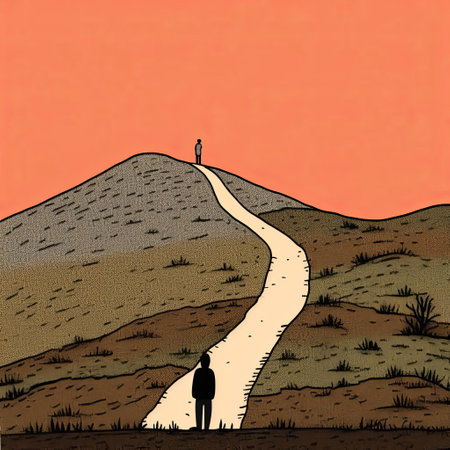 a picturesque hill captured in a vibrant and whimsical style by the talented artist jean jullien. this captivating artwork showcases the beauty of nature, with its rolling slopes and lush greenery. the hill stands as a symbol of tranquility and serenity, inviting viewers to immerse themselves in its peaceful atmosphere. ai generatedの素材