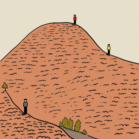 a picturesque hill captured in a vibrant and whimsical style by the talented artist jean jullien. this captivating artwork showcases the beauty of nature, with its rolling slopes and lush greenery. the hill is brought to life through jullien's unique artistic vision, creating a visually stunning and captivating piece. ai generatedの素材