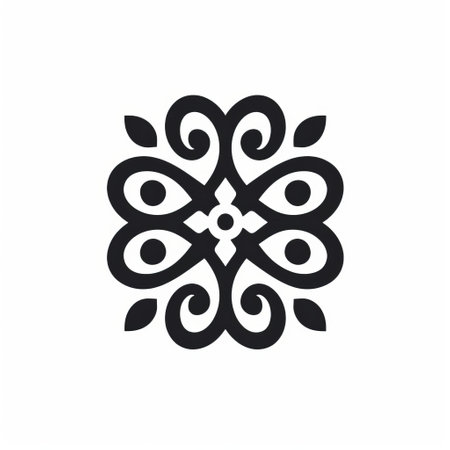 a symbol featuring a hand icon illustration with various motifs, including a leaf logo. the design is inspired by pre-columbian art, showcasing intricate floral patterns and baroque-inspired ornamentation. it also incorporates elements of bamileke art and byzantine-style iconography, while maintaining a minimalistic and monochrome simplicity. ai generatedの素材