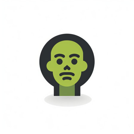 a green flat icon of a scary figure, with a reinterpreted human form, showcases pop colorism and raw emotions. this minimalist graphic design, inspired by technological advancements, incorporates elements of comic strip imagery and illustration. ai generatedの素材