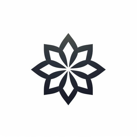 a white flower vector pattern logo template with a dark symbolism style inspired by john hejduk and ephraim moses lilien. the design features clean and simple lines in a dark gray color, creating a simple and elegant aesthetic. the logo incorporates multi-layered geometry for added depth and visual interest. ai generatedの素材
