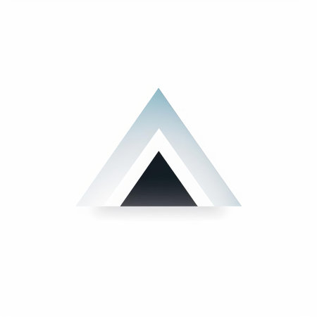a logo featuring a precise perspective architectural illustration of a triangle on a white background. the design is executed in a dark navy and light aquamarine color scheme, reminiscent of the precisionist art movement. the logo showcases a realistic usage of light and color, with a touch of swiss style, incorporating dark white and light brown elements. ai generatedの素材