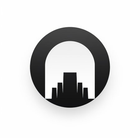 a city icon, representing engineering construction and design, is showcased in a minimalist style within a circular background. the logo features a blend of realistic and fantastical elements, with a dark color palette of white and black. this design captures the essence of urban architecture and serves as a symbol of progress and innovation. ai generatedの素材