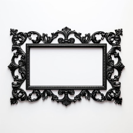 an antique black frame, isolated on a white background, showcases a baroque-inspired sculpture style. rendered in cinema4d, this image captures the essence of health goth, intricate minimalism, and vibrant webcam photography. the bold shadows add a lively touch to this visually striking composition. ai generatedの素材