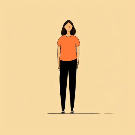 a female figure captured in a vibrant and expressive artwork by jean jullien. this full-body illustration showcases the artist's unique style and attention to detail. the image portrays a woman in a dynamic pose, merging bold colors and striking lines to create a visually captivating composition. ai generatedの素材