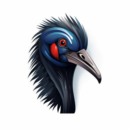 a sleek and polished black cassowary icon, designed with refined lines and precise details, exudes strength and determination. this elegant icon stands out against a clean white background, capturing the essence of this magnificent bird. ai generatedの素材