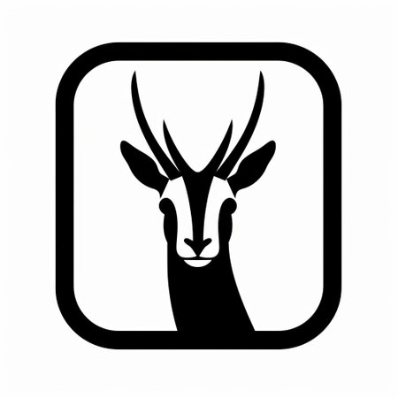 a simple black line icon of a gazelle on a white background. the design is clean and minimalistic, with evenly spaced shapes used in the icon. there are no excess vector dots, resulting in a sleek and polished image. ai generatedの素材