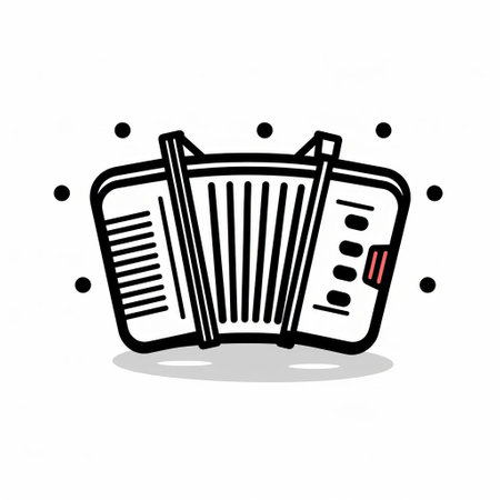 a coloring page for kids showcasing a lineal icon of an accordion drawing a line on a white background. this vector illustration by flaticon and dribbble, behance hd, adobe xd, sketch, ux, ui, ux/ui, features a crisp and pixel-perfect design in black and white. the minimalistic and simplistic design is presented in a kids cartoon style. ai generatedの素材