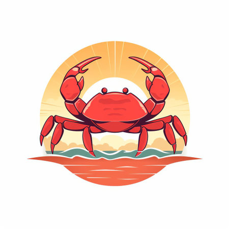 the red crab logo depicts a vibrant and captivating sunday lobster. this illustration showcases a colorful and eye-catching composition inspired by coastal scenery and detailed science fiction illustrations. with elements of wimmelbilder and backlight, the logo exudes a unique charm. it perfectly captures the essence of editorial illustrations and features cartoon-like characters. ai generatedの素材