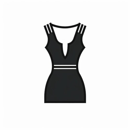 a female dress icon featuring straps and stripes, standing out against a white background. the design showcases a light black color with strong contrast, creating a bold and minimalistic look. the style incorporates elements of chiaroscuro and neopunk, with open form and body extensions. ai generatedの素材
