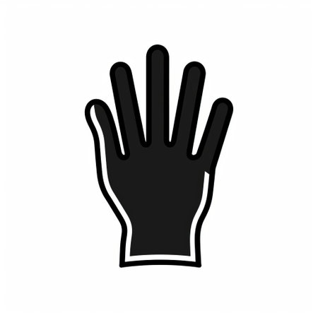 hand wearing gloves on white background with black grips and fingertips. isolated flat vignette image illustration resembling social media icons. bold black outlines create a sensory experience. milleniwave style showcases elongated figures. the use of sheet film and resin adds depth to the composition. ai generatedの素材