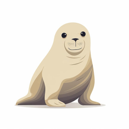 a cute seal baby vector, isolated on white, in the style of naturalistic, atmospheric animal paintings. this adorable illustration features dark beige and light beige tones, clean minimalist lines, and bold colors. inspired by dutch marine scenes, it was created using zbrush. available for just rs 79, this creative commons attribution artwork is perfect for various design projects. ai generatedの素材