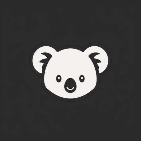 a koala logo featuring a kawaii charm style, with a white and black background. the logo is digitally enhanced, ultra detailed, and designed in a clean and simple manner. it has a birds-eye-view perspective and draws inspiration from adafruit. ai generatedの素材