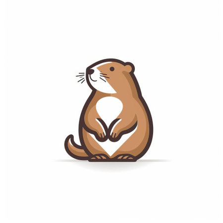 small brown ground animal on a white background. this cute creature features crisp outlines and heavy lines, resembling a logo. the colorized image showcases theatrical gestures, while the editorial illustrations exhibit sharp attention to detail. ai generatedの素材