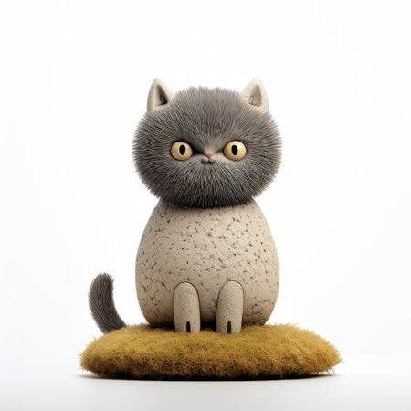 "explore this intricate cat figurine, showcasing the unique style of artists like evgeni gordiets, clemens ascher, and didier lourenco. with its inventive character design, this concrete feline boasts spiky mounds and a full-body view on a white, isolated background. a true collectible for any discerning collector.", ai generatedの素材