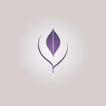a leaf icon illustration with a dark grey background, featuring an elegant use of negative space. the illustration is done in a style that combines light beige and purple, showcasing oriental minimalism. the feminine imagery is portrayed through open form and crisp, clean lines, creating a fantasy-inspired illustration. ai generatedの素材