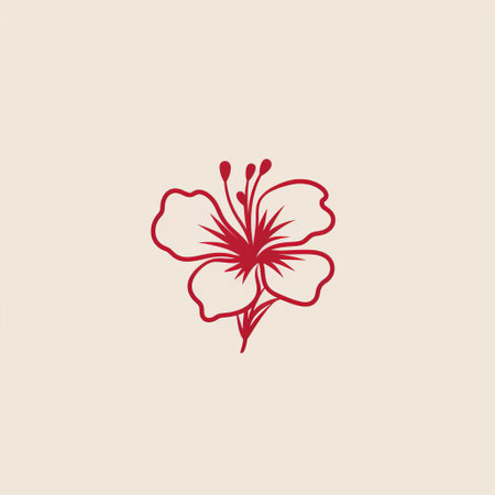 a single red flower, inspired by minimalist graphic design, showcases a blend of light beige tones and egyptian iconography. the image incorporates letterboxing techniques and draws influence from traditional vietnamese art. the clean and simple design reflects the handcrafted nature of the artwork. ai generatedの素材