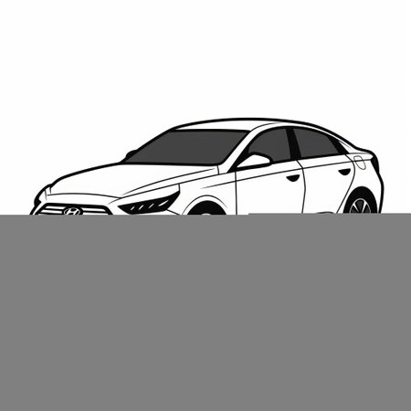 hyundai sonata outline on white background, a 2d lineal vector icon by flaticon and dribbble. this high-definition icon was created using figma, adobe xd, and sketch, showcasing a crisp and pixel-perfect design. with its black and white minimalistic style, this flat black outline icon embodies simplicity and elegance. perfect for ux/ui projects. ai generatedの素材