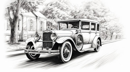 icon for motorcade, designed in ink etching style, depicts a procession of vehicles on a white background. this small, detailed image features a convoy, presidential motorcade, and official motorcade. perfect for web and print use, this unique icon captures the essence of a motorcade, conveying authority, security, and ceremonial significance. ai generatedの素材