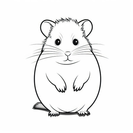 the realistic hamster drawing is created in a single-line style, featuring clean and minimalistic black lines on a white background. the figure outline is simple and detailed, capturing the essence of the hamster with a single continuous line, showcasing the artistry of one-line drawing. ai generatedの素材