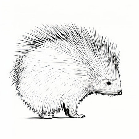 a realistic porcupine depicted in a single-line drawing style. the figure outline is created with a continuous black line on a clean white background, showcasing a minimalistic and simple design. this one-line drawing captures the essence of the porcupine with its clean and precise lines, embodying the artistry of single-line drawings. ai generatedの素材