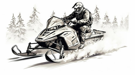 snowmobile small icon ink etching style white. winter vehicle vintage illustration. retro snowmobile clipart. vintage snow machine symbol. hand drawn snowmobile icon. engraved style snowmobile image. antique snowmobile graphic. old-fashioned snowmobile drawing. classic snowmobile symbol. vintage winter transport sketch. retro snowmobile etching. handcrafted snowmobile emblem. vintage snowmobile design. antique snowmobile icon. ai generatedの素材