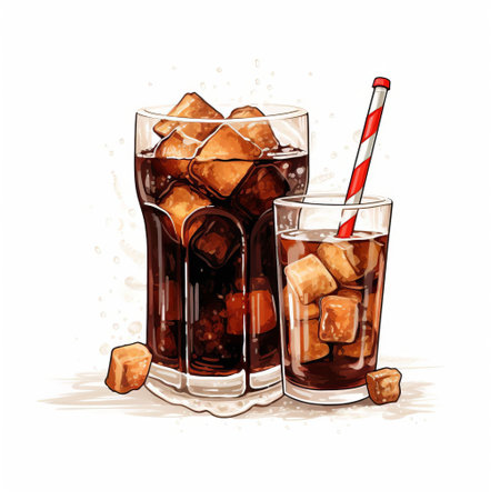 illustration: root beer, soda, soft drink, fizzy beverage, refreshing drink, carbonated drink, cold beverage, brown drink, vintage soda, retro drink, classic refreshment, soda pop, bubbly drink, old-fashioned soda, traditional beverage, nostalgic drink, sweet soda, fizzy treat, creamy soda, frothy drink, creamy beverage, white background. ai generatedの素材