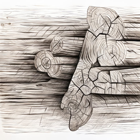 abstract woodworking design featuring random pencil doodle lines and texture on a solid white background. this unique artwork combines intricate patterns and shapes to create a visually striking composition. the blend of textures and lines adds depth and complexity to the overall design, making it a captivating piece of art. ai generatedの素材