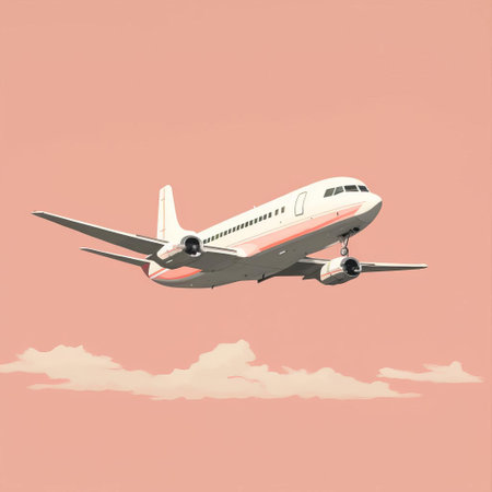 airplane with a pink background, annibale carracci style, clean designs, cinquecento, alessandro gottardo, colorized, light white, light orange, ad posters, vintage, aviation, retro, artistic, creative, travel, commercial, illustration, pastel colors, unique, artistic, promotional, marketing, advertising, graphic design, aesthetic, classic, elegance, stylish, sophisticated, bold, striking, attention-grabbing, visual appeal. ai generatedの素材