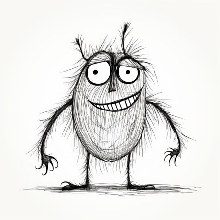 a continuous line monster illustration showcasing a full-body design, set against a white isolated background. this unique artwork features a single, uninterrupted line forming the intricate details of the monster's form. perfect for those seeking a creative and eye-catching design. ai generatedの素材