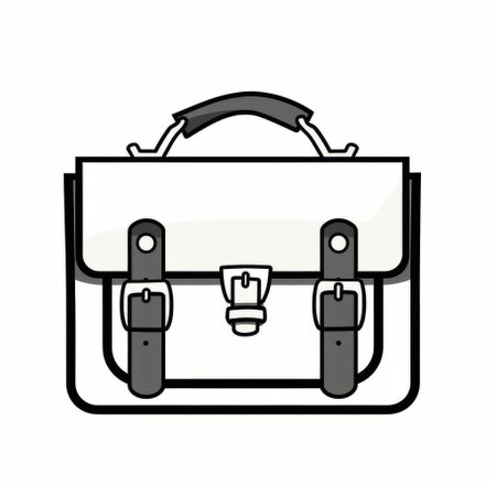 the bag icon features a simple design with solid colors, reminiscent of a graphic novel style. the bold black outline adds definition to the image, set against a clean white background. ai generatedの素材