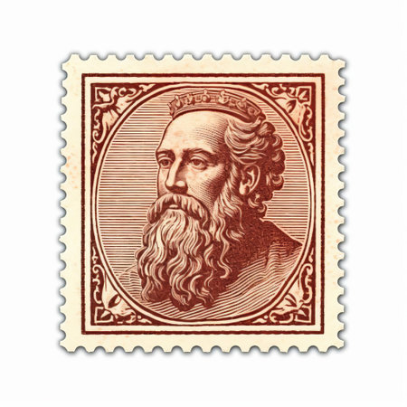 old print stamp bronzefile isolated on a white background. this vintage piece features intricate line engraving in color. ai generatedの素材