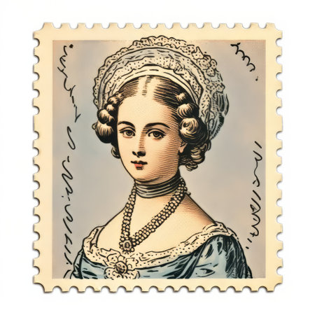 old print stamp of sophia, isolated on a white background. this vintage piece features intricate line engraving in color. perfect for collectors and history enthusiasts. ai generatedの素材