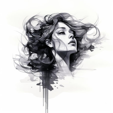 the photo showcases a minimalist frame design with a monochrome color scheme. it features a sketch-like ink illustration on a simple white background. ai generatedの素材