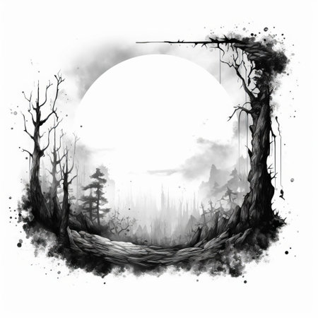 the photo showcases a monochrome sketch of a frame design, created with ink illustration. the design is simple yet captivating, with clean lines and a white background that enhances its elegance. ai generatedの素材