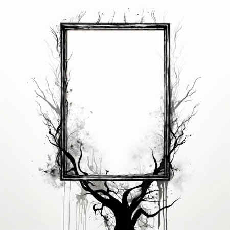 the photo showcases a minimalist frame design with a monochrome color scheme. it features a sketch-like ink illustration on a simple white background. ai generatedの素材
