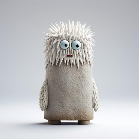 "monster figurine showcases inventive character designs, inspired by artists evgeni gordiets, clemens ascher, and didier lourenco. full body view of spiky mounds and concrete textures, presented on a white isolated background.", ai generatedの素材