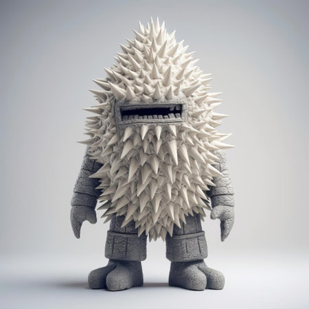 "monster figurine showcases inventive character designs, inspired by artists evgeni gordiets, clemens ascher, and didier lourenco. features spiky mounds and concrete texture in a full-body view on a white isolated background, revealing intricate details up close.", ai generatedの素材
