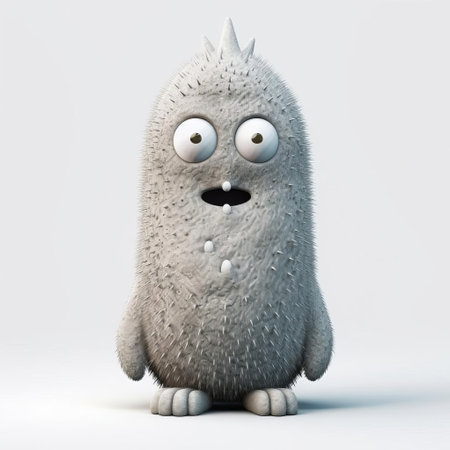 "monster figurine showcases inventive character designs, reminiscent of evgeni gordiets, clemens ascher, and didier lourenco. notable for its spiky mounds and concrete texture, this full-bodied figure stands out on a white isolated background, revealing intricate details in a close-up view.", ai generatedの素材