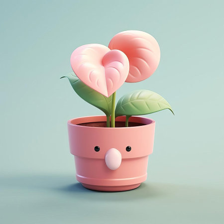 discover the adorable anthurium emoji, designed in the style of ios 17. this 3d-looking icon features soft aesthetic colors and a clay render, showcasing correct proportions and high-quality detail. perfect for adding a playful touch to any digital platform. ai generatedの素材